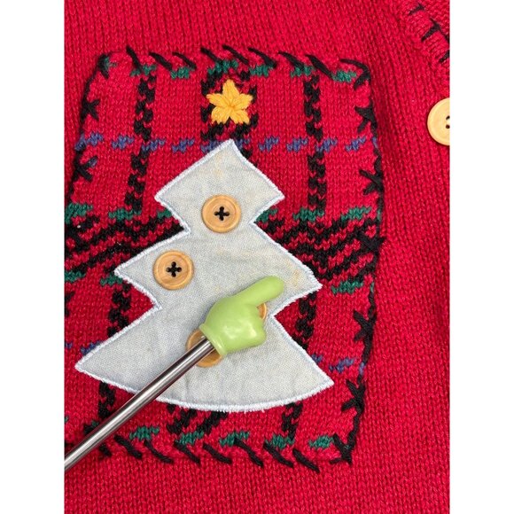 VTG JANTZEN Christmas Sweater Vest Women’s Red Holiday Snowman Tree Embroidered - Picture 3 of 7